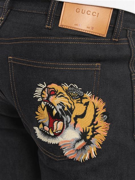 gucci tiger patch jeans|gucci tiger loafer.